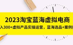 2023淘宝蓝海虚拟电商，虚拟产品实操运营，蓝海选品+案例拆解