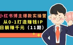 小红书博主爆款实操营·第11期：从0-1打造赚钱IP，日躺赚千元，9月完结新课