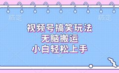 视频号搞笑玩法，无脑搬运，小白轻松上手