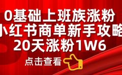 小红书商单新手攻略，20天涨粉1.6w，0基础上班族涨粉