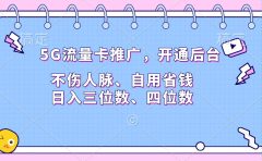 5G流量卡推广，开通后台，不伤人脉、自用省钱，日入三位数、四位数