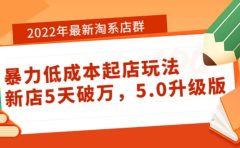 2022年最新淘系店群暴力低成本起店玩法:新店5天破万,5.0升级版