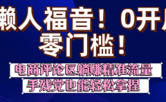 懒人福音！0开店、零门槛！电商评论区躺赚精准流量，手残党也能轻松拿捏