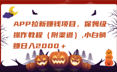 APP拉新赚钱项目,保姆级操作教程(附渠道),小白躺赚日入2000+