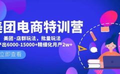 美团电商特训营:美团·店群玩法,无脑铺货