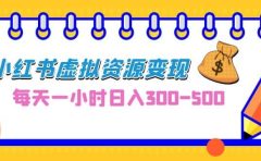 0成本副业项目，每天一小时日入300-500，小红书虚拟资源变现（教程+素材）