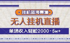 挂机蓝海赛道，无人挂机直播，单场收入轻松2000-5w+