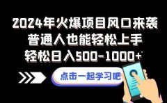 2024年火爆项目风口来袭普通人也能轻松上手轻松日入500-1000+