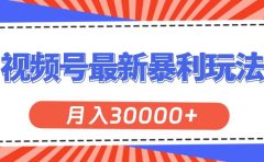 视频号最新暴利玩法，轻松月入30000+