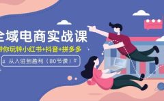 全域电商实战课：从入驻到盈利，带你玩转小红书+抖音+拼多多（80节课）