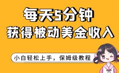 每天5分钟，获得被动美金收入，小白轻松上手