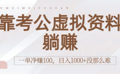 靠考公虚拟资料躺赚：一单净赚100，日入1000+没那么难
