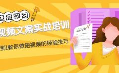 短视频文案实战培训：从0到1教你做短视频的经验技巧（19节课）