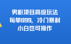 男粉项目高级玩法,每单899,冷门暴利,小白也可操作