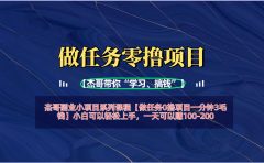 【做任务0撸项目一分钟3毛钱】小白可以轻松上手，一天可以赚100-200
