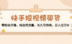 快手短视频带货：零粉丝开撸，纯自然流量，长久可持续