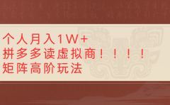 个人月入1W+拼多多读虚拟商矩阵高阶玩法