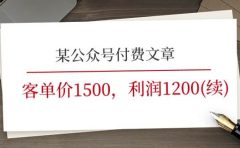 某公众号付费文章《客单价1500，利润1200(续)》市场几乎可以说是空白的