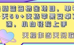 最新蓝海撸金项目，单号一天50+， 支持苹果安卓双端，小白轻松上手 当...