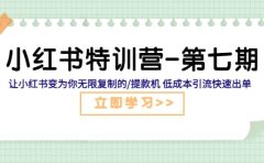 小红书特训营-第七期 让小红书变为你无限复制的/提款机 低成本引流快速出单