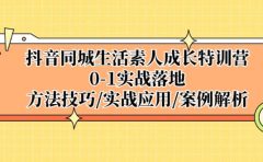 抖音同城生活素人成长特训营，0-1实战落地，方法技巧|实战应用|案例解析