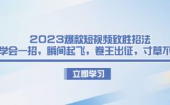2023爆款短视频致胜招法，学会一招，瞬间起飞，卷王出征，寸草不生