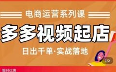 小乔-多多视频起店蓝海项目：日出千单实战落地（价值299元）