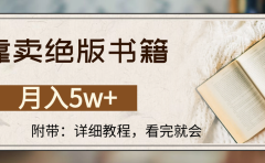 靠卖绝版书籍,月入5w+,一单199,一天平均20单以上,最高收益日入4500+