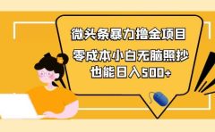 人人都能操作的微头条最新暴力撸金项目,零成本小白无脑搬运