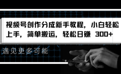 视频号创作分成新手教程,小白轻松上手,简单搬运,轻松日赚 300+