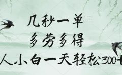 几秒一单，多劳多得，新人小白一天轻松300+