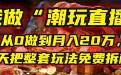 做“潮玩直播”，从0做到月入20万，今天把整套玩法免费拆解！