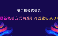 快手搬砖式引流，最新私信方式，精准引流创业粉300+