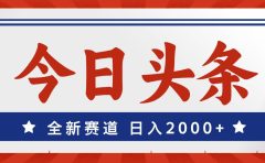 今日头条，全新赛道，小白易上手，日入2000+