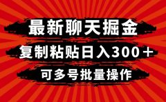 最新聊天掘金，复制粘贴日入300＋，可多号批量操作