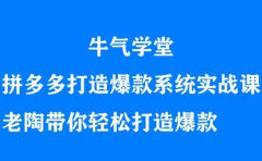 牛气学堂拼多多打造爆款系统实战课,老陶带你轻松打造爆款