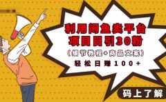 利用闲鱼卖平台项目课程资源日引流30+精准粉丝,轻松日赚100+,积累人脉可实现二次变现(细节教程+商品文案)