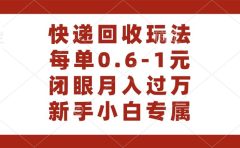 快递回收自助玩法，每单收益0.6到1元，闭眼也能月入一万，适合新手小白