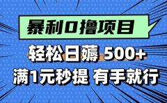 0撸小项目,满1元秒提现,轻松每天500+,小白有手机就能做