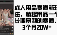 情趣用品一个长期暴利的赛道，成人用品赛道新玩法，3个月20W+