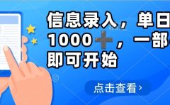 信息录入，几秒钟一单，只需一部手机即可操作，0成本，每天500➕