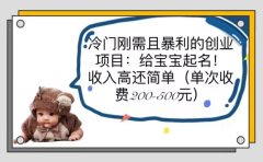 冷门刚需且暴利的创业项目:给宝宝起名!收入高还简单(单次200-500)