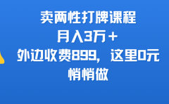 卖两性打牌课程，月入3万＋外边收费899的课程，这里0元，悄悄做