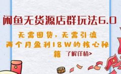 闲鱼无货源店群玩法6.0，无需囤货，无需引流，两个月盈利18W的核心秘籍