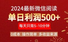 2024年最新微信阅读玩法 0成本 单日利润500+ 有手就行
