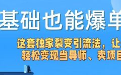 0基础也能爆单!这套独家裂变引流法,让你轻松变现当导师、卖项目
