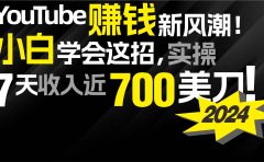 2024 YouTube赚钱新风潮！小白学会这招，7天收入近7百美金！