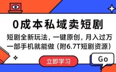 短剧最新玩法,0成本私域卖短剧,会复制粘贴即可月入过万,一部手机即...