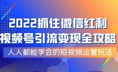 2022抓住微信红利，视频号引流变现全攻略，人人都能学会的短视频运营玩法