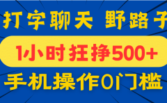 打字聊天野路子！1小时狂挣500+，手机操作0门槛，宝妈学生都能做！